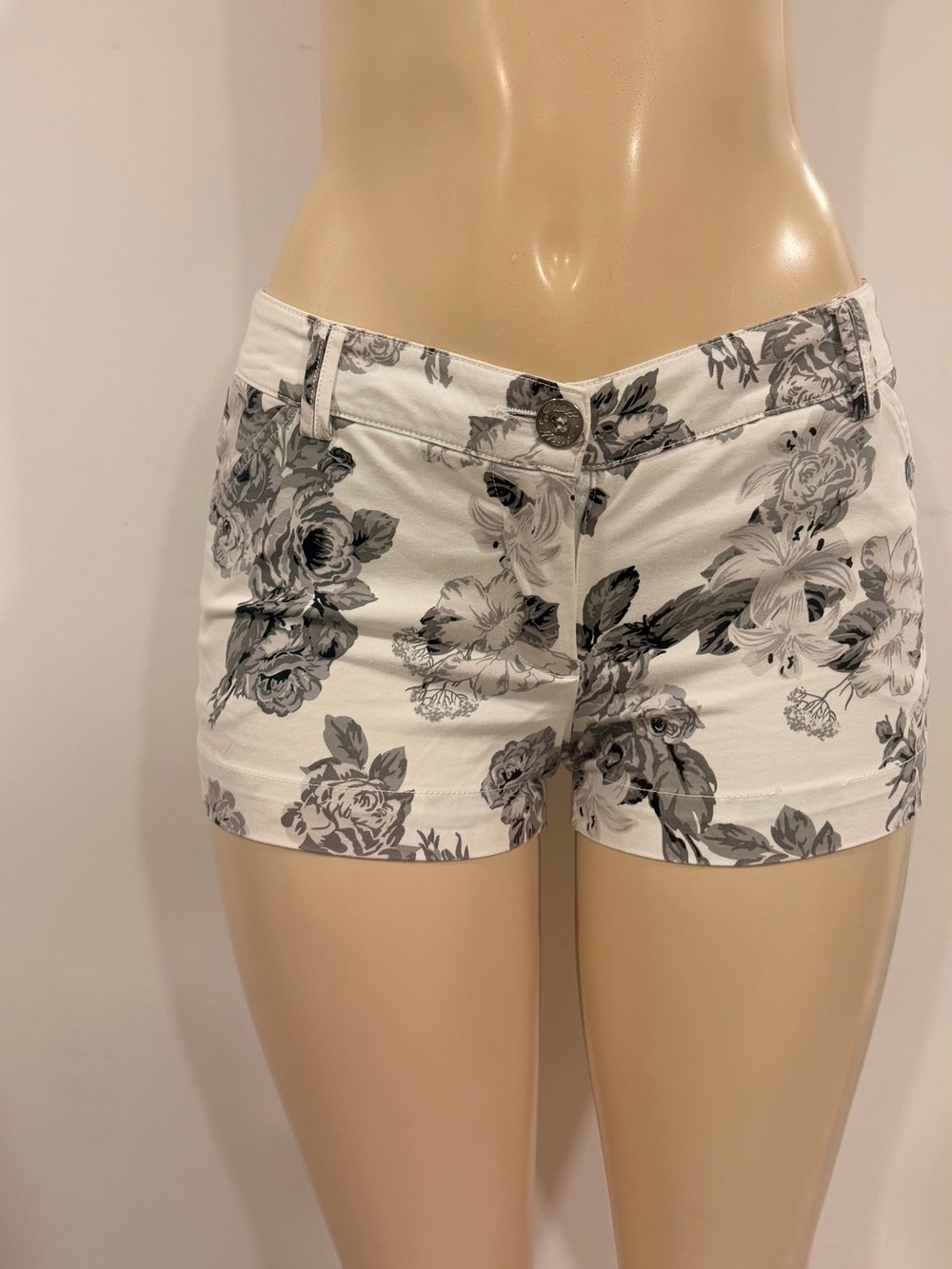 Guess White Shorts with Gray Floral Print